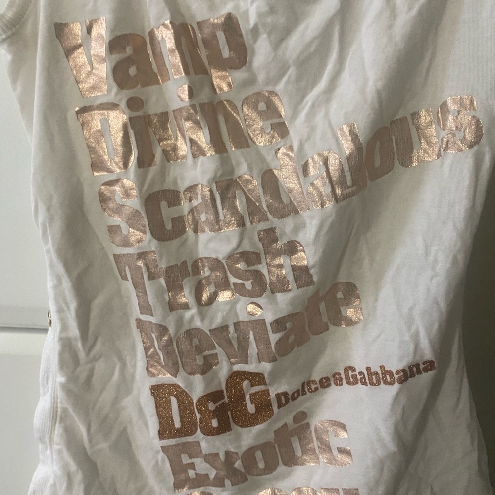 D&G White Tank with Gold Accents